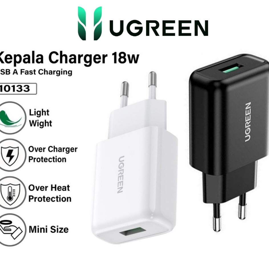 Nm UGREEN Kepala Charger iPhone Android USB A 18W QC 3 Fast Charging
