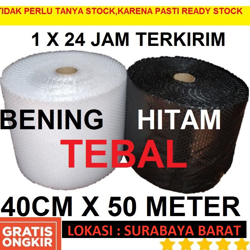 

KODE N6V Bubble Wrap Hitam dan bening 41Cm x 5Meter PROMO SHOPEE