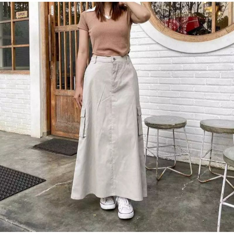 ROK CARGO SKIRT WANITA / CARGO SKIRT JUMBO