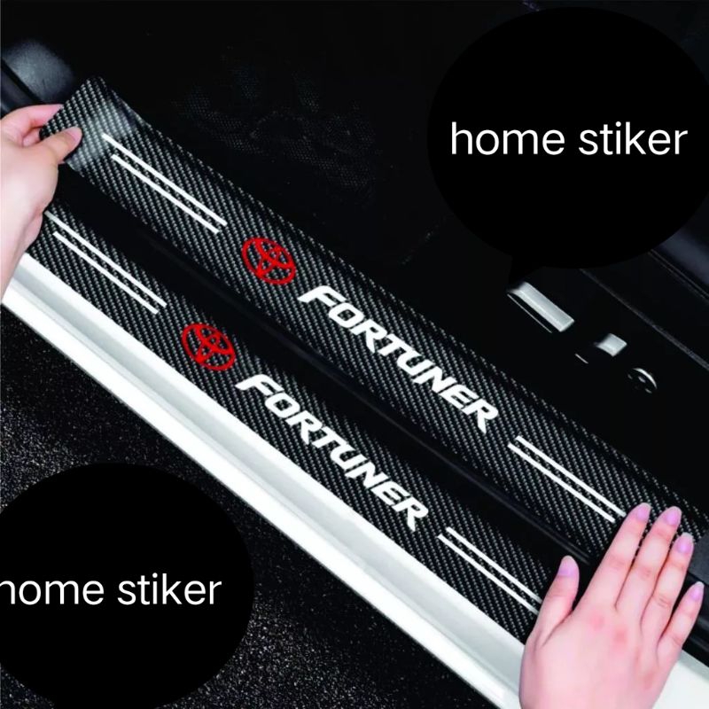 stiker karbon mobil Fortuner stiker cuting pelindung pintu pijakan kaki