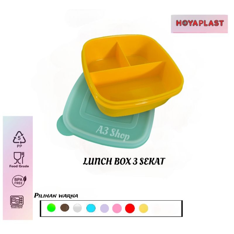 LUNCH BOX 3 SEKAT HOYAPLAST 1 PCS