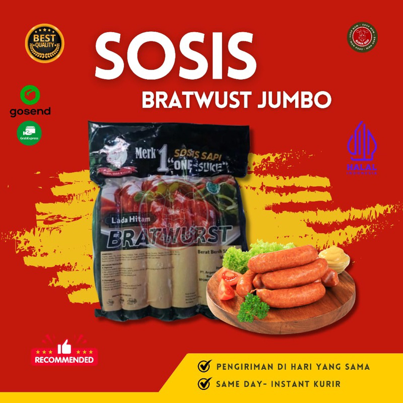

Sosis Jumbo Bratwurst One Suke 500gr | Sosis Brawus Jumbo isi 6 | Sosis Sapi Premium One Suke