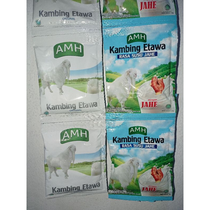 

SUSU KAMBING ETAWA merek AMH.. tersedia dalam 2 varian rasa yaitu etawa ori (putih) dan etawa plus jahe (biru). manfaat susu kambing etawa adalah untuk kesehatan tulang dan paru ,namun dalam kemasan yang lenih ekonomis.