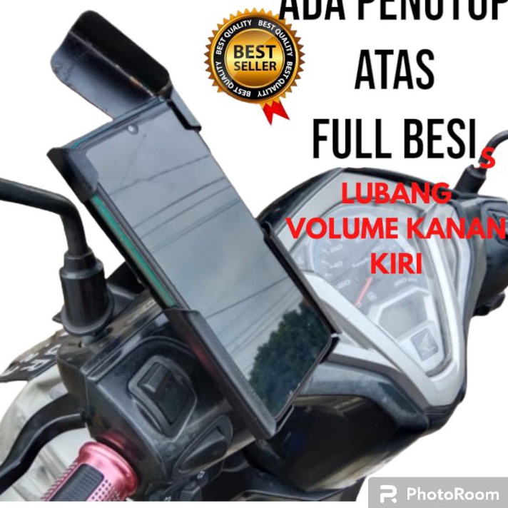 Terlaris holder hp motor besi spion di lengkapi penutup atas lubang volume kanan kiri