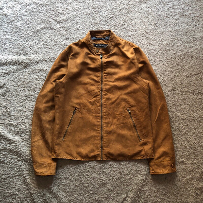 ZARA Man Suede Leather Jacket Brown Preloved - Jaket Kulit Suede ZARA Man Original Coklat Tua