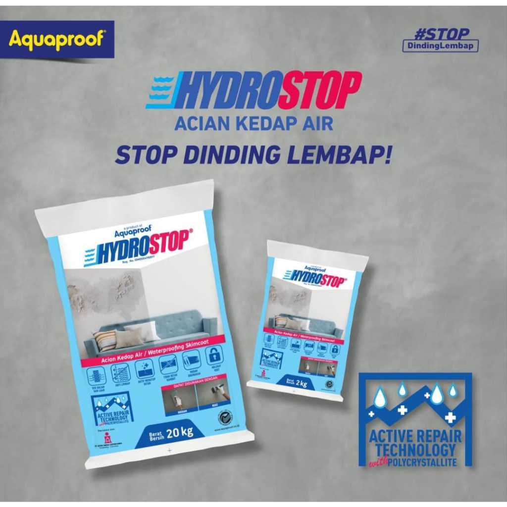 Hydrostop 2kg Acian Kedap Air, semen acian water proofing (anti lembab tembok), semen pelapis anti b