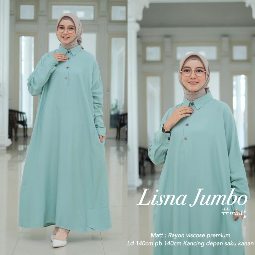 Gamis Polos Jumbo LD 140 Gaun Wanita Muslim Bahan Rayon Muat Bb 100 Premium XXXL 5L 4L