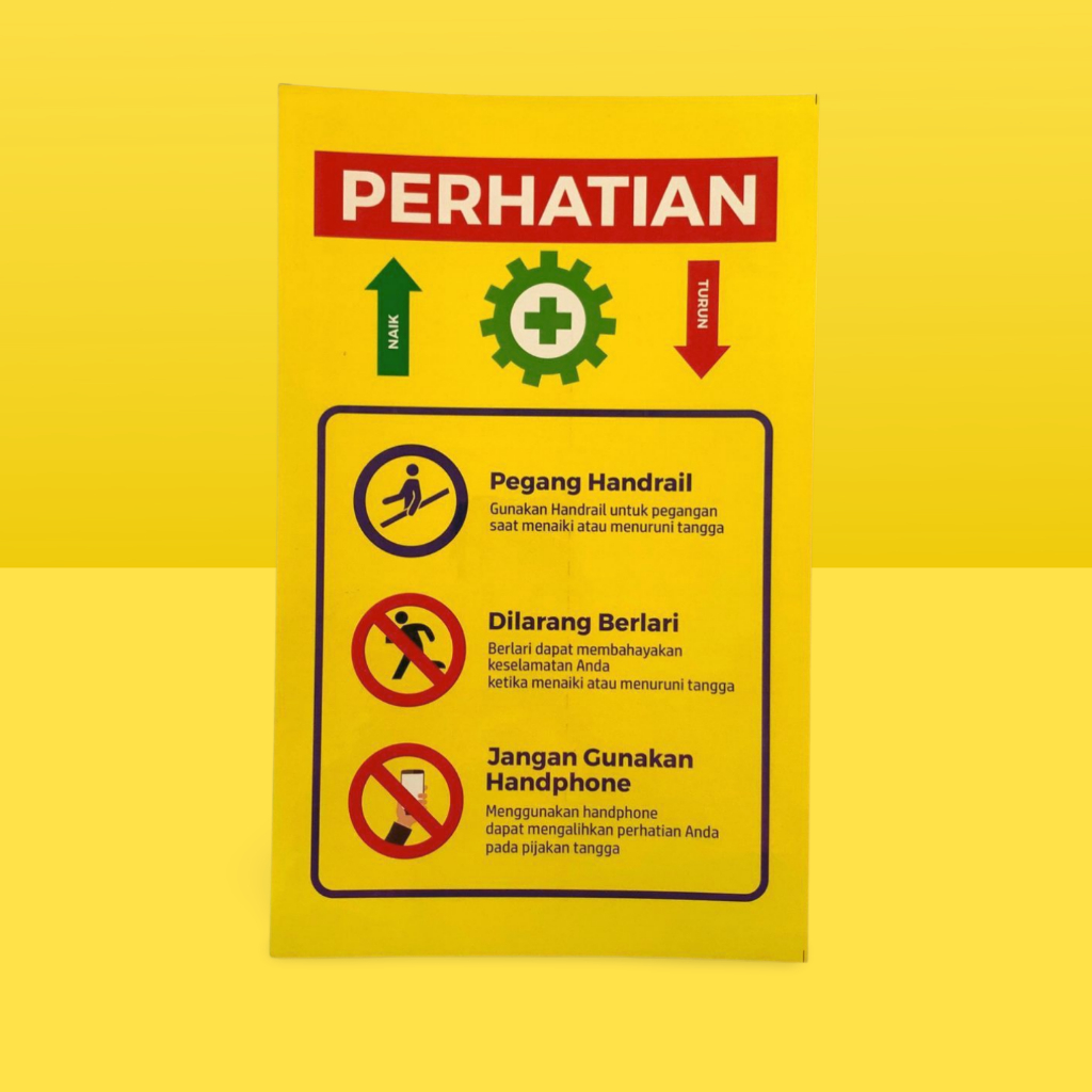 

Stiker Peraturan Menggunakan Tangga 31x19 cm | Peraturan Keselamatan Naik Tangga | Keselmatan Kerja