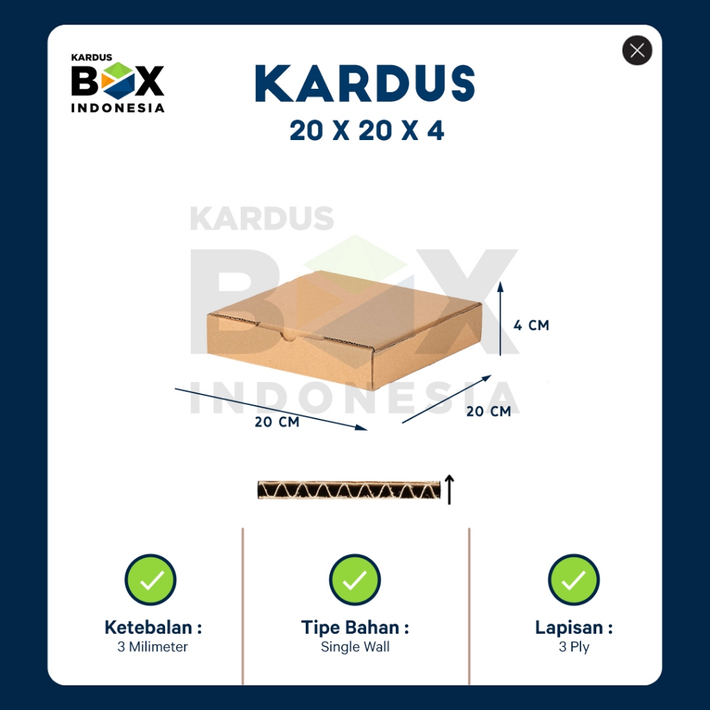 

Kardus Box Diecut 20cm x 20cm x 4cm Kotak Makanan Pizza Polos