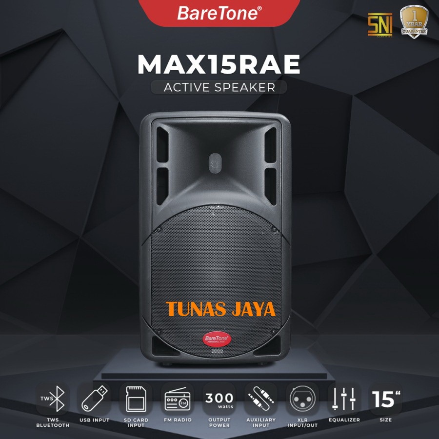 Paket Speaker Aktif 15 inch Baretone MAX15RAE / Baretone MAX 15 RAE / Baretone MAX 15RAE