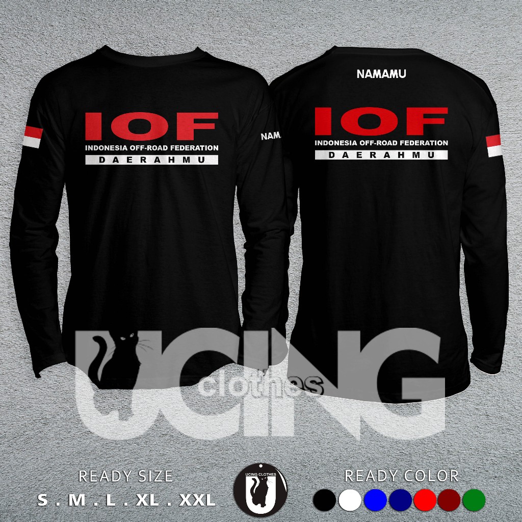 Kaos Baju IOF Indonesia Off-Road Federation Request Nama dan Daerahmu Lengan Panjang Kaos Distro