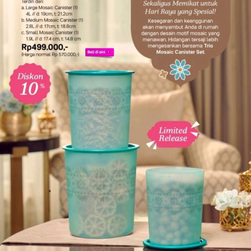 [Toples] Trio Mosaic Canister Set (3) + Box