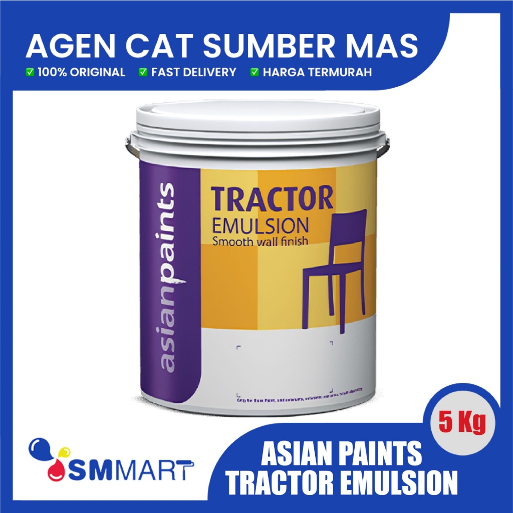 Cat Tembok Dalam Asian Paint Tractor Emulsion Warna Putih 5 Kg Galon