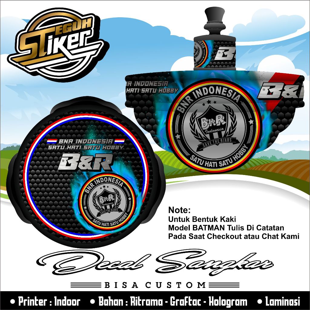 Decal Tebok T3 Lovebird Motif BNR Fire Carbone