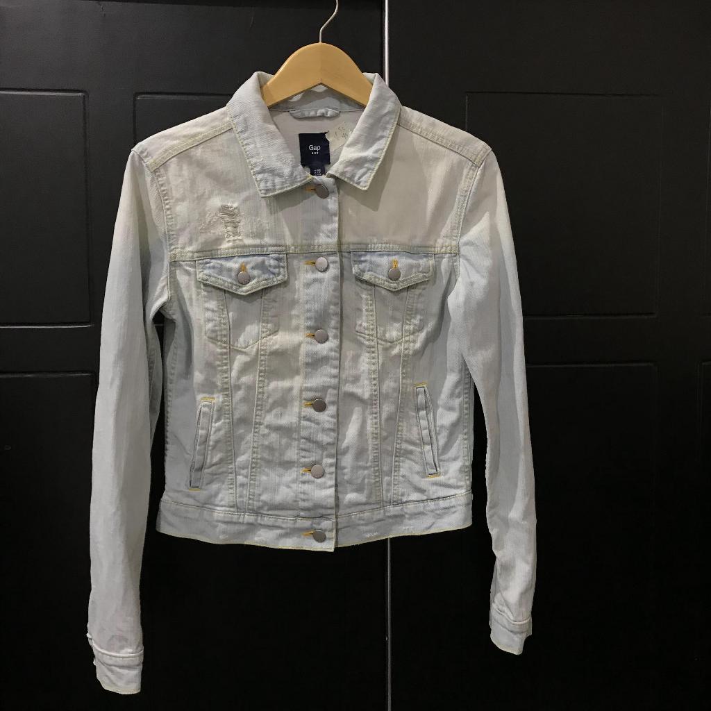 jaket trucker gap ripped blue wash S