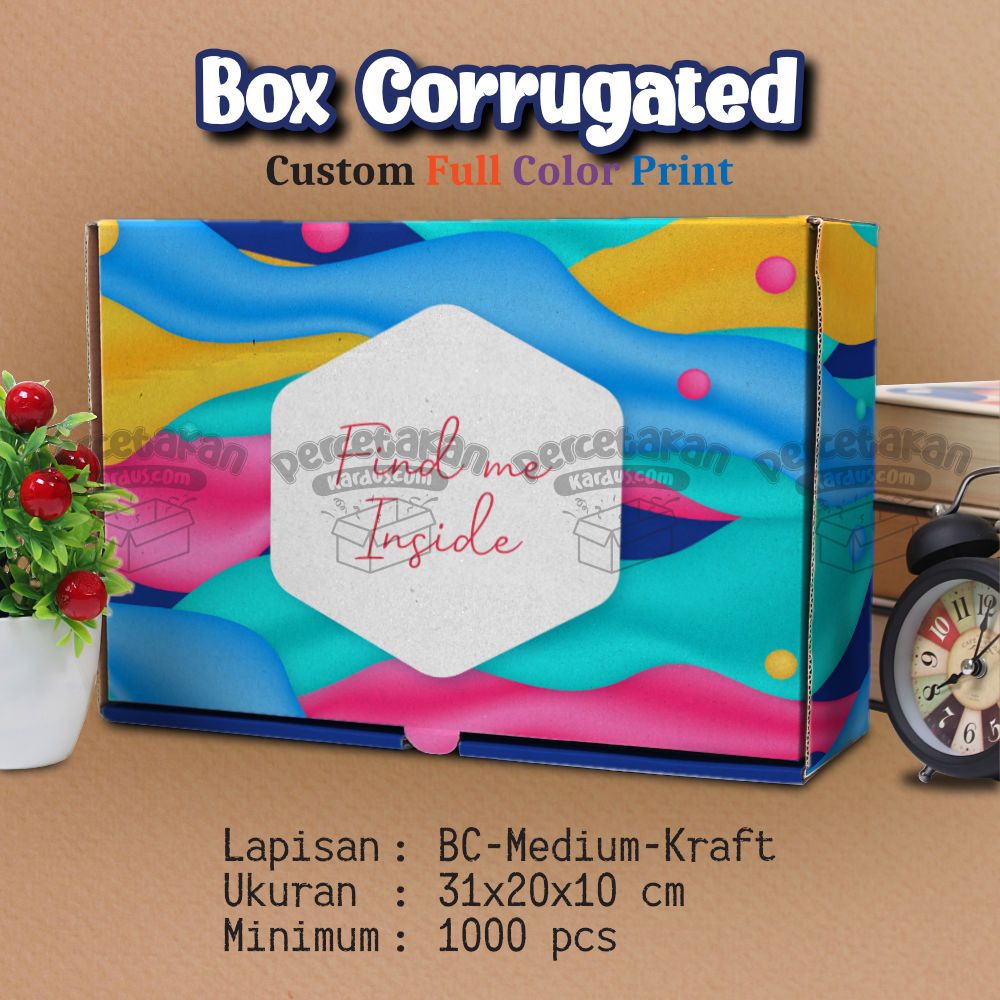 

Cetak Dus Corrugated 31x20x10 cm FULL COLOR Free Custom Desain/Logo | Custom Box | Kustom Dus Kemasan