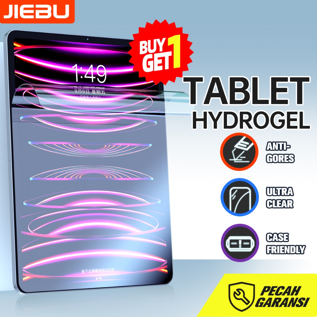 ✨Jiebu Tablet Hydrogel Buy 1 Get 1 Semua Tipe Apple iPad/XIAOMI MINI PAD SAMSUNG TAB/Tablet Hd Hydrogel Flex Screen Protector Anti Glare/Gores Hydrogel For Ipad