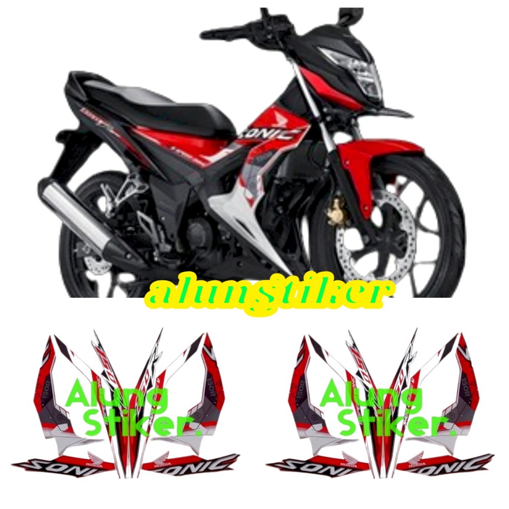 STIKER STRIPING LIS LES BODY MOTOR HONDA SONIC 150R TAHUN 2018 WARNA HITAM-PUTIH 1SET STANDAR