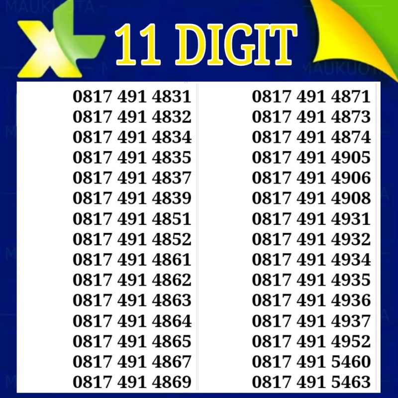 Nomor cantik xl 11 digit
