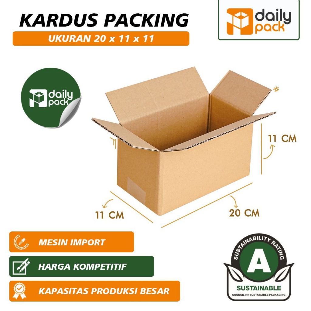 

Kardus Box Packing Polos Dus Ukuran 20x11x11
