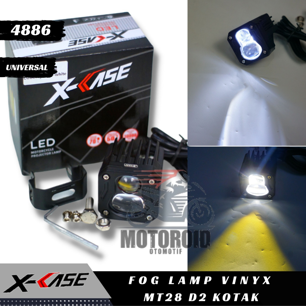 FOGLAMP PUTIH KUNING MOBIL MOTOR UNIVERSAL LED LASER MT28 VINYX X-CASE  KOTAK LAMPU TEMBAK SOROT LED