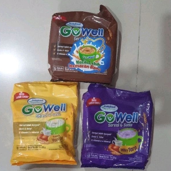 

Gowell sereal dan susu rasa Coklat / Vanila / Taro ( isi 5 ) per varian