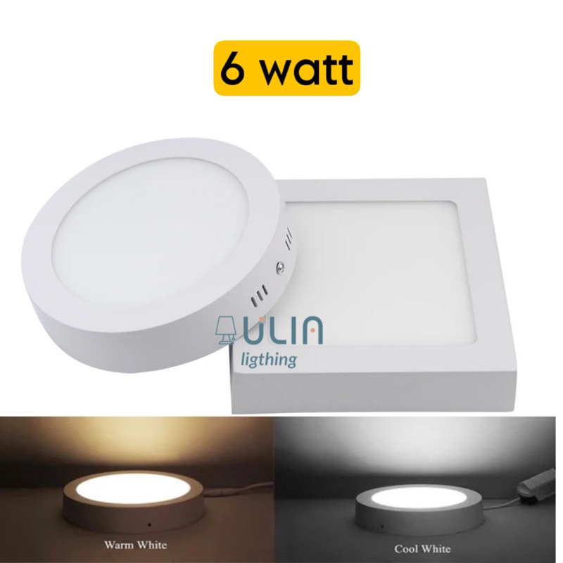 Lampu Downlight LED 6W Outbow Kotak Bulat - 6 Watt  persegi Outdoor Dak Cor Hias Plafon Surface