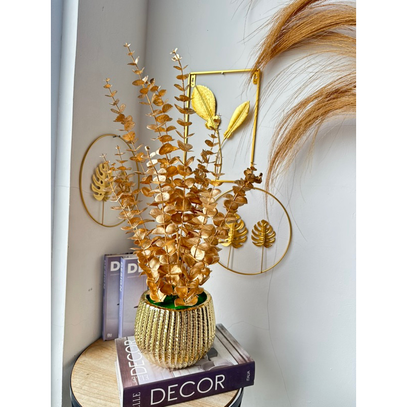 EKALIPTUS GOLD VAS KRAMIK LABU TINGGI GOLD