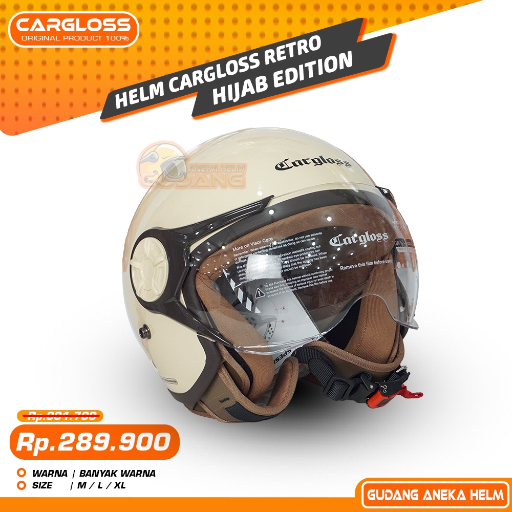 Helm CARGLOSS Hijab Wanita Perempuan Dewasa Retro Original 100% Asli SNI - GUDANG ANEKA HELM