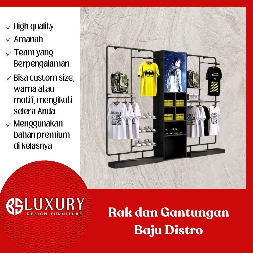 Rak Gantungan Display Baju Distro Berbagai Variasi Premium Bisa Custom