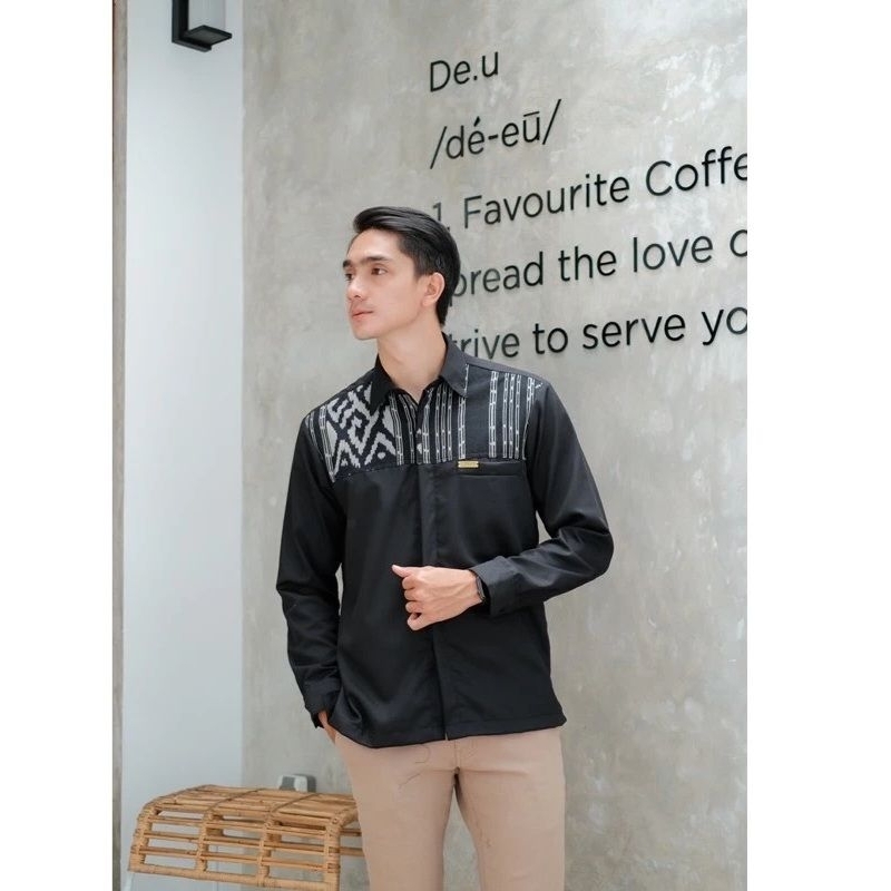 tenun sima-kemeja tenun pria lengan panjang-baju tenun pria elegan