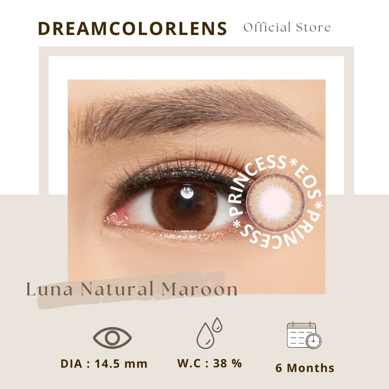 Softlens EOS Luna Natural Maroon / Brown / Coklat Normal Minus Beda Minus