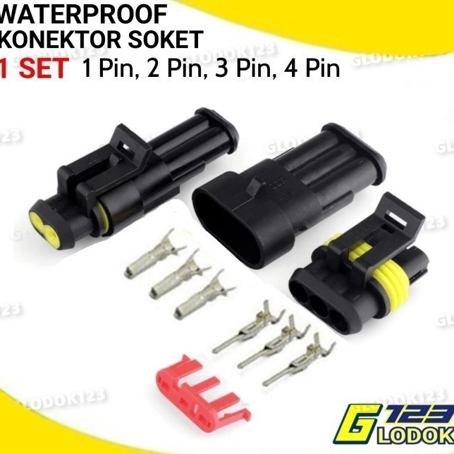 Ready Stok Soket Konektor Kabel Anti Air Socket Wateroof 1P 2P 3P 4P