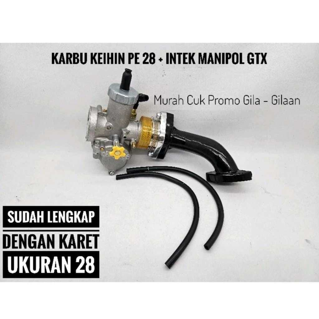 Intek Intake Manifold Miring Manipol GTX Plus Karburator Karbu Keihin PE 28 JupiterZ Motor Bebek Mod