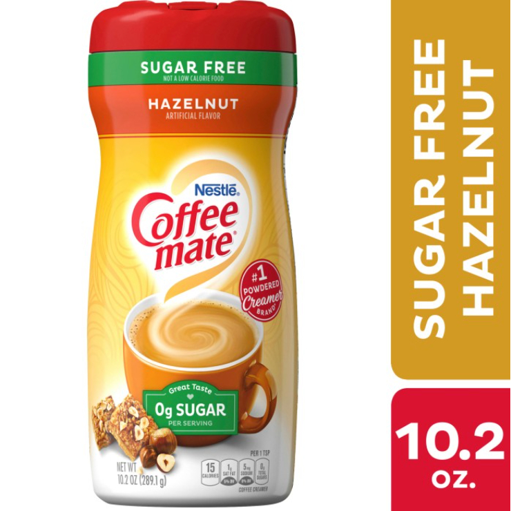 

Coffee Mate Powder Coffee Creamer Sugar Free, Hazelnut 289.1g