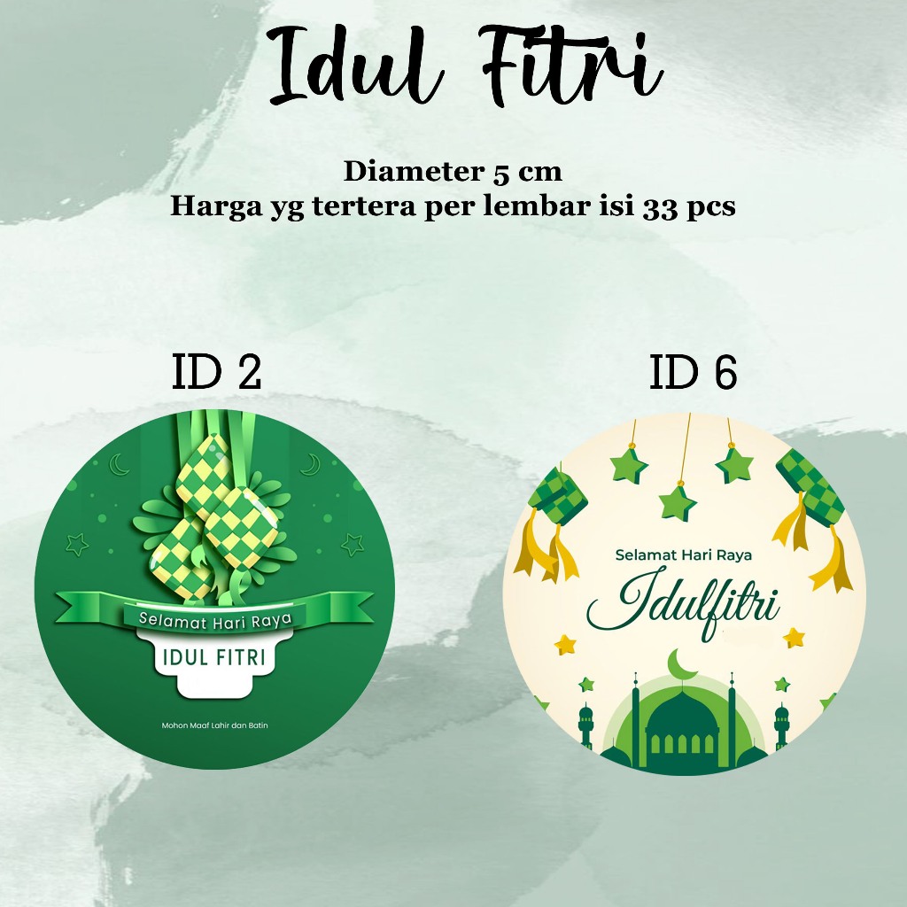 

Stiker Toples Kue Hampers Lebaran Idul Fitri Bulat Free Cutting 5 cm