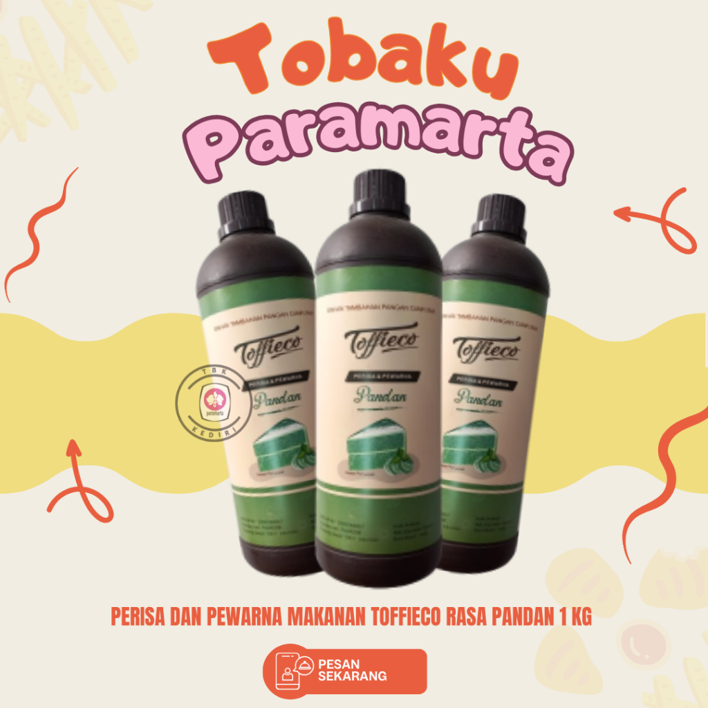 

PERISA DAN PEWARNA MAKANAN TOFFIECO RASA PANDAN 1 LITER / PERISA DAN PEWARNA MAKANAN TOFFIECO / TOFFIECO