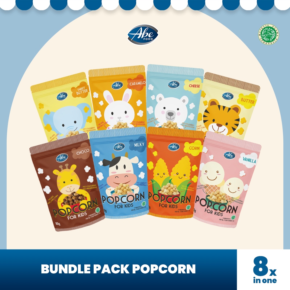 

Abe Food Popcorn Bundle 8 pcs All Variant/ Popcorn Anak No MSG/ Cemilan Sehat