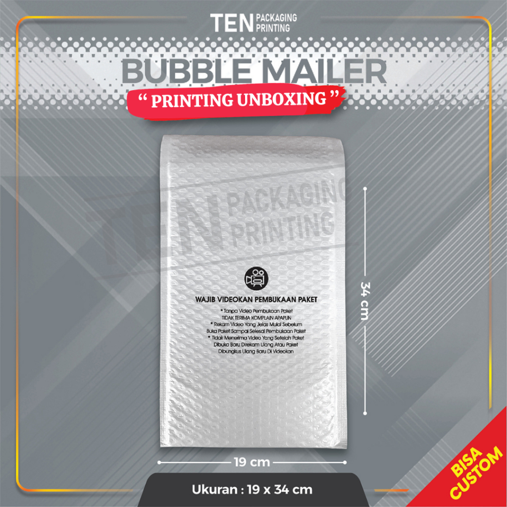 

19x34CM BUBBLE MAILER "PRINTING UNBOXING" AMPLOP BUBBLEMAILER PREMIUM TERMURAH (Harga Per pcs)