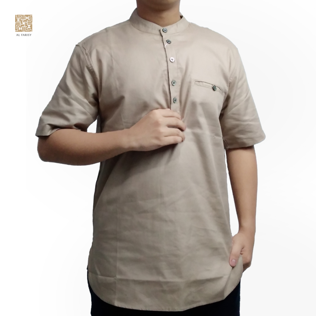 Alfarisy Hizam Baju Koko Modern Pria Dewasa Kemko Lengan Pendek