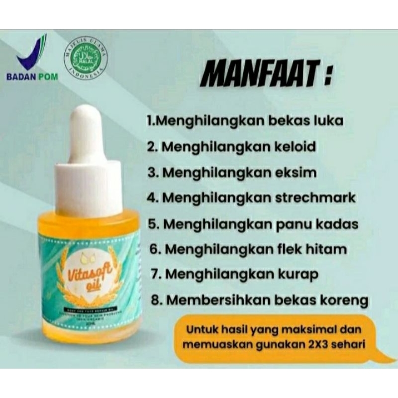 Vitasoft oil penghilang bekas luka,koreng, secara cepat