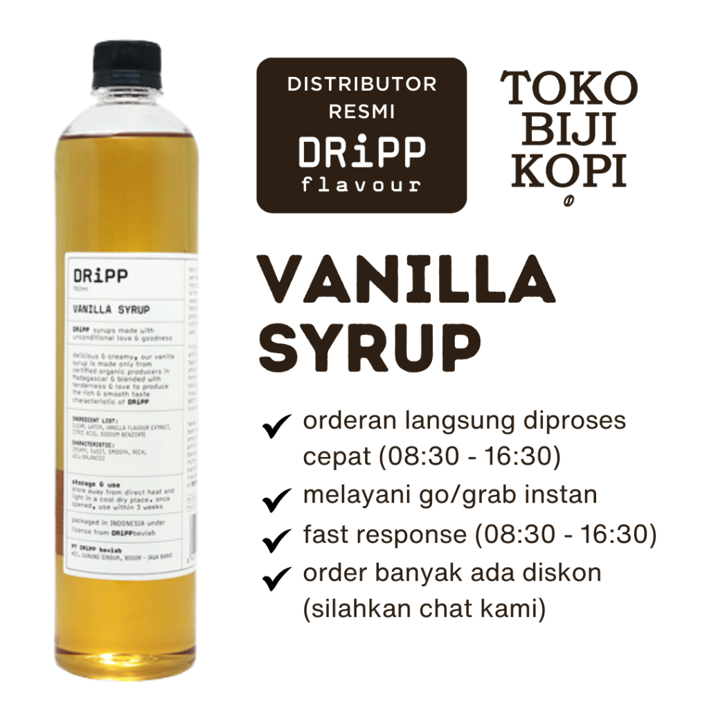 

DRiPP Syrup Vanilla - Sirup Rasa Vanila / Vanili 760 ml