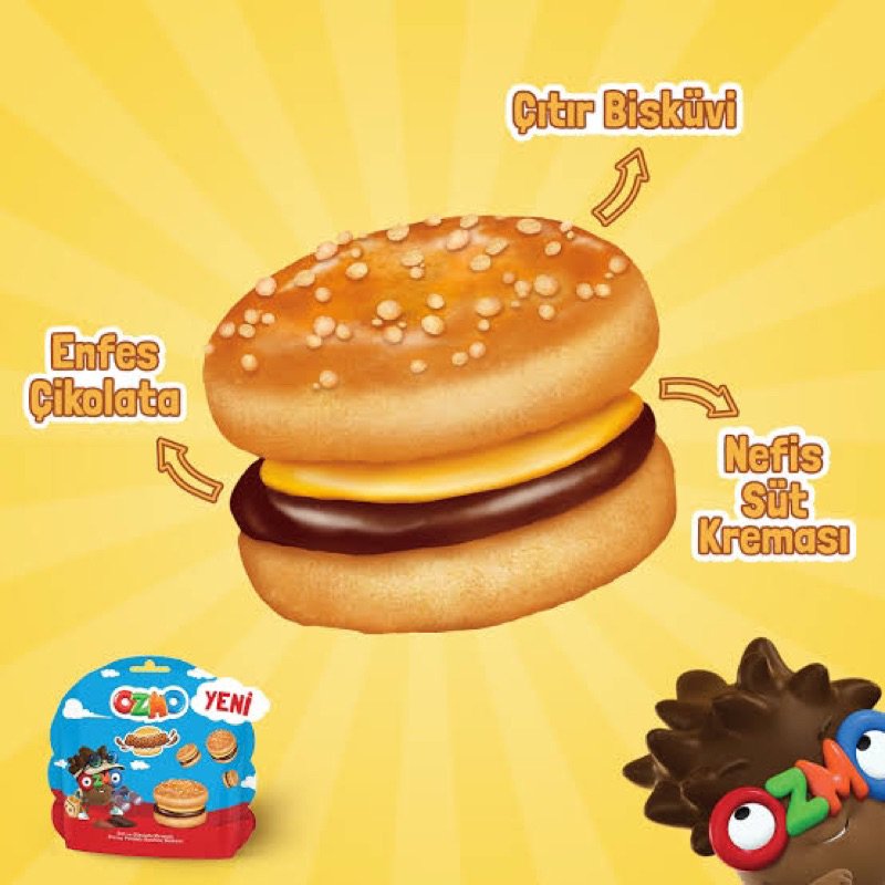 

Ozmo Burger Sandwich Biscuit With Milky And Crispy Rice 40g