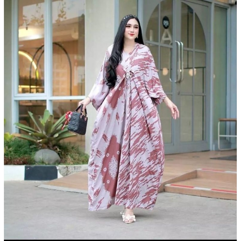 KAFTAN ABSTRAK DAILY JUMBO  GAMIS JUMBO MOTIF ABSTRAK LONGDRESS LOWO RAYON PREMIUM