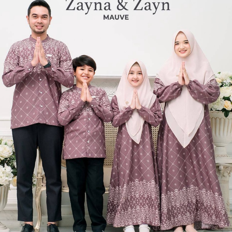 Ready Greenism Sarimbit Motif Zayna  Zayn Mauve Quality Premium Syarii  Family Set Sarimbit Greenism