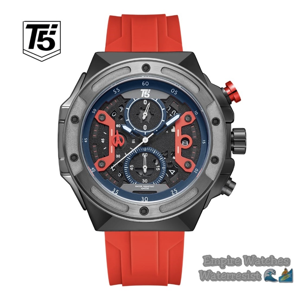 Jam Tangan T5 H4046G H4046 4046 Pria Cowok Analog Chrono dan Tanggal Aktif Strap Rubber Kualitas Ori