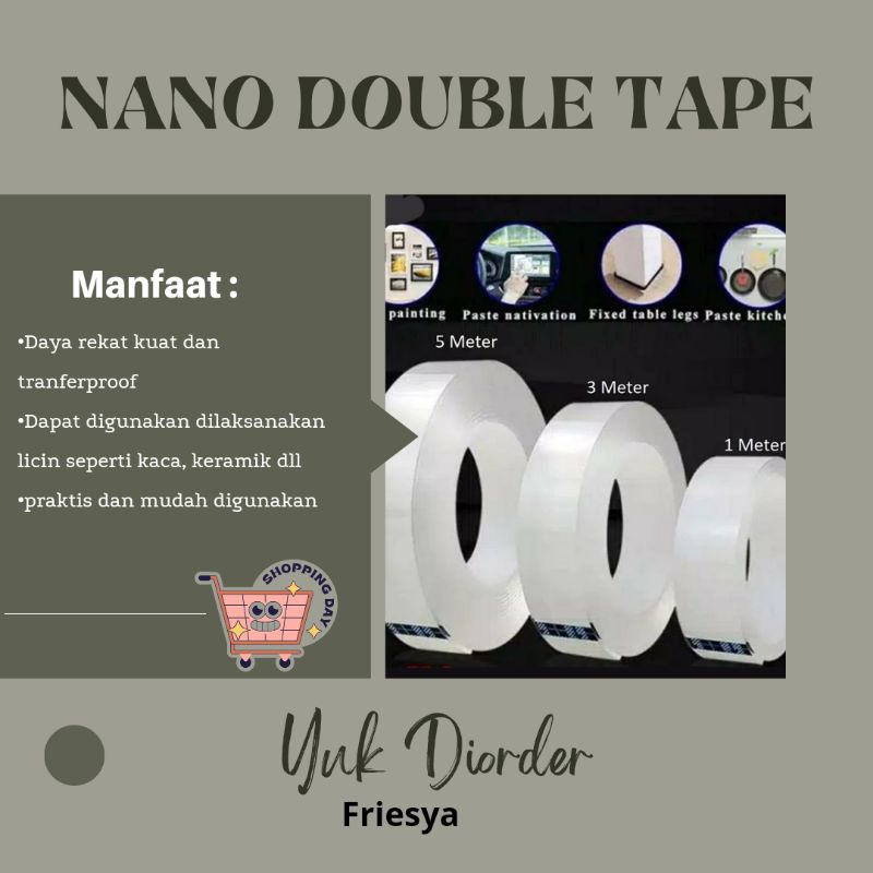 

NANO DOUBLE TAPE /TIP ISOLASI BENING SERBA GUNA SUPER KUAT/ LAKBAN BENING 2 SISI /NANO DOUBLE TIP TERMURAH/DOUBLE TAPE TRANSPARAN UKURAN 1 METER, 3 METER, 5 METER