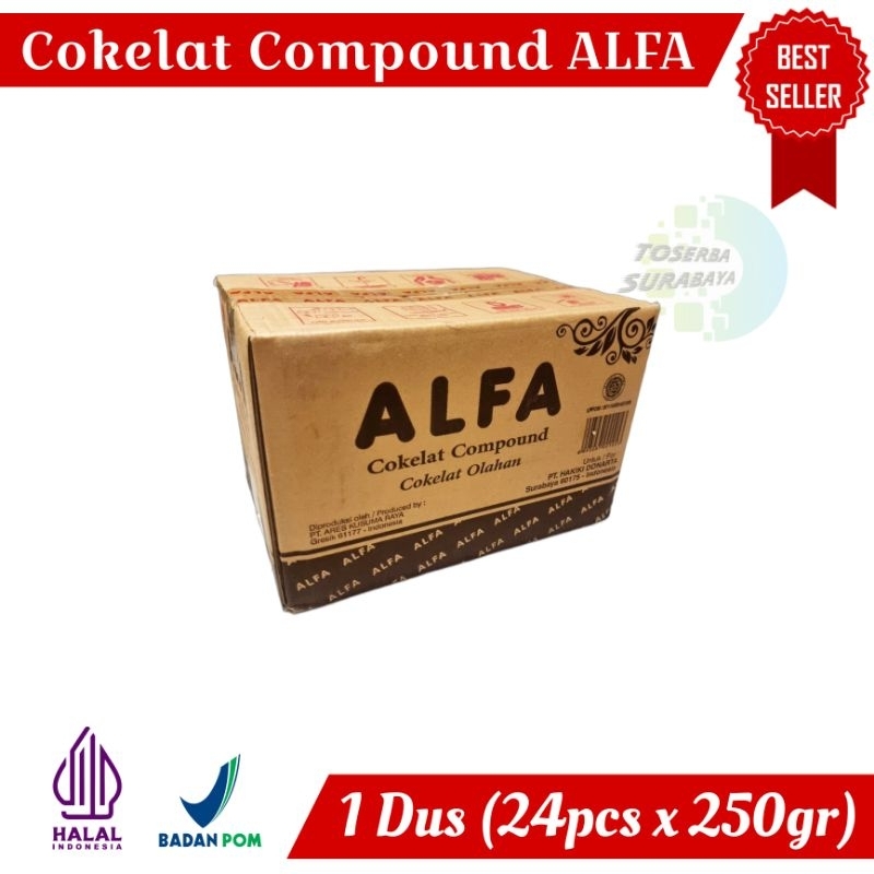 

[1 DUS] Cokelat Batang ALFA DARK Compound 250gr x 24pcs