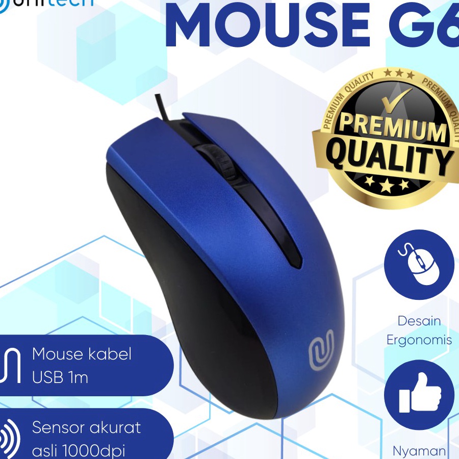 Bestseller Mouse Kabel Optikal G6 Unitech Wired Kabel USB 1DPI For Laptop PC Gadget