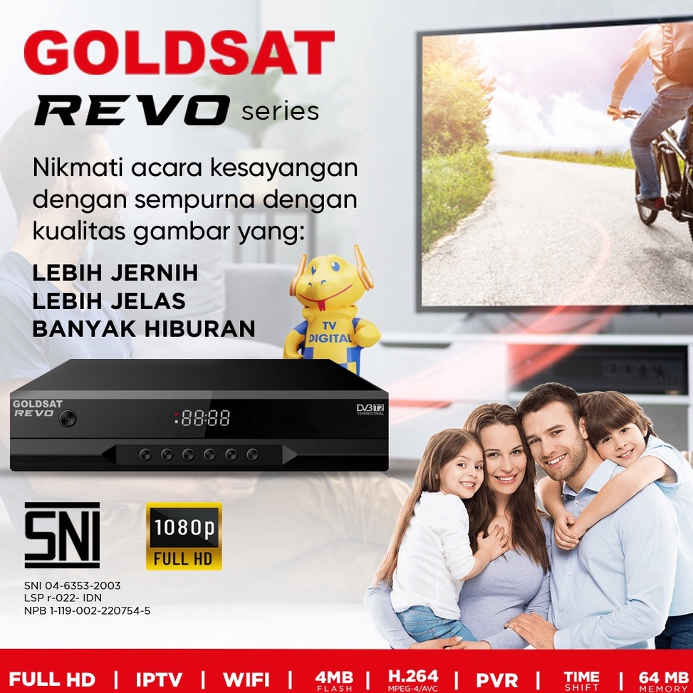 B Set Top Box TV Digital GOLDSAT REVO Receiver STB DVB T2 Paling Popular